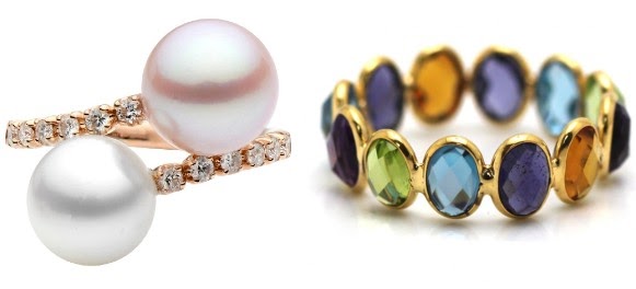 pearl and gemstone rings