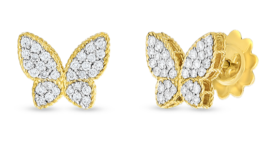 Yellow Gold and Diamond Butterfly Earrings by Roberto Coin