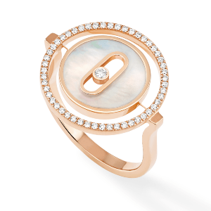 A mother of pearl and diamond ring from Messika.