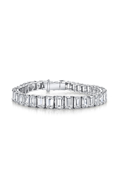 A spectacular emerald cut diamond tennis bracelet.