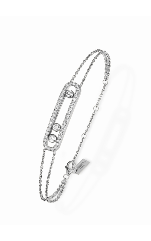 Elegant white gold diamond bracelet with a delicate chain.