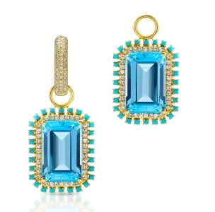 A pair of blue topaz and turquoise drop earrings from Anne Sisteron.