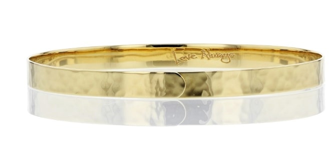 A gold hammered textured bangle from the Phillips House Love Always collection.