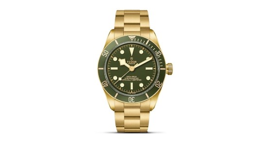 a yellow gold and green TUDOR Black Bay 58 watch