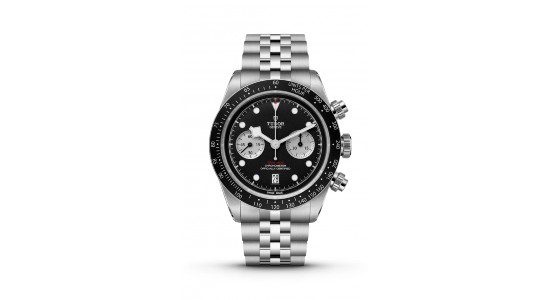 a silver and black TUDOR Black Bay Chrono watch