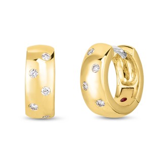 Huggie diamond earrings with yellow gold