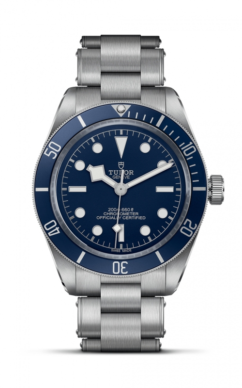TUDOR Black Bay 58 39 mm steel watch with a sleek blue dial and bezel, available at Kirk Jewelers