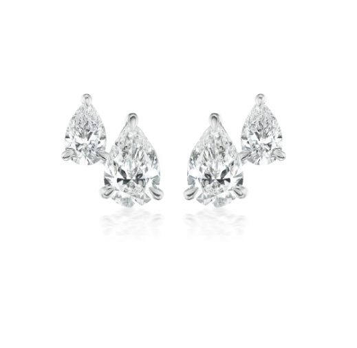 A white gold pear cut diamond earrings.