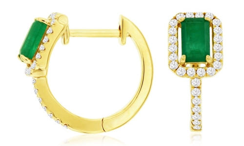 Emerald Diamond Hoops by Kirk Signature