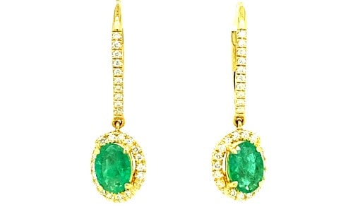 Yellow gold and green emerald drops by Kirk Signature jewelry.