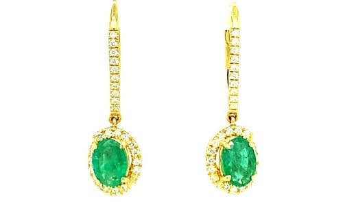 Yellow gold and green emerald drops by Kirk Signature jewelry.