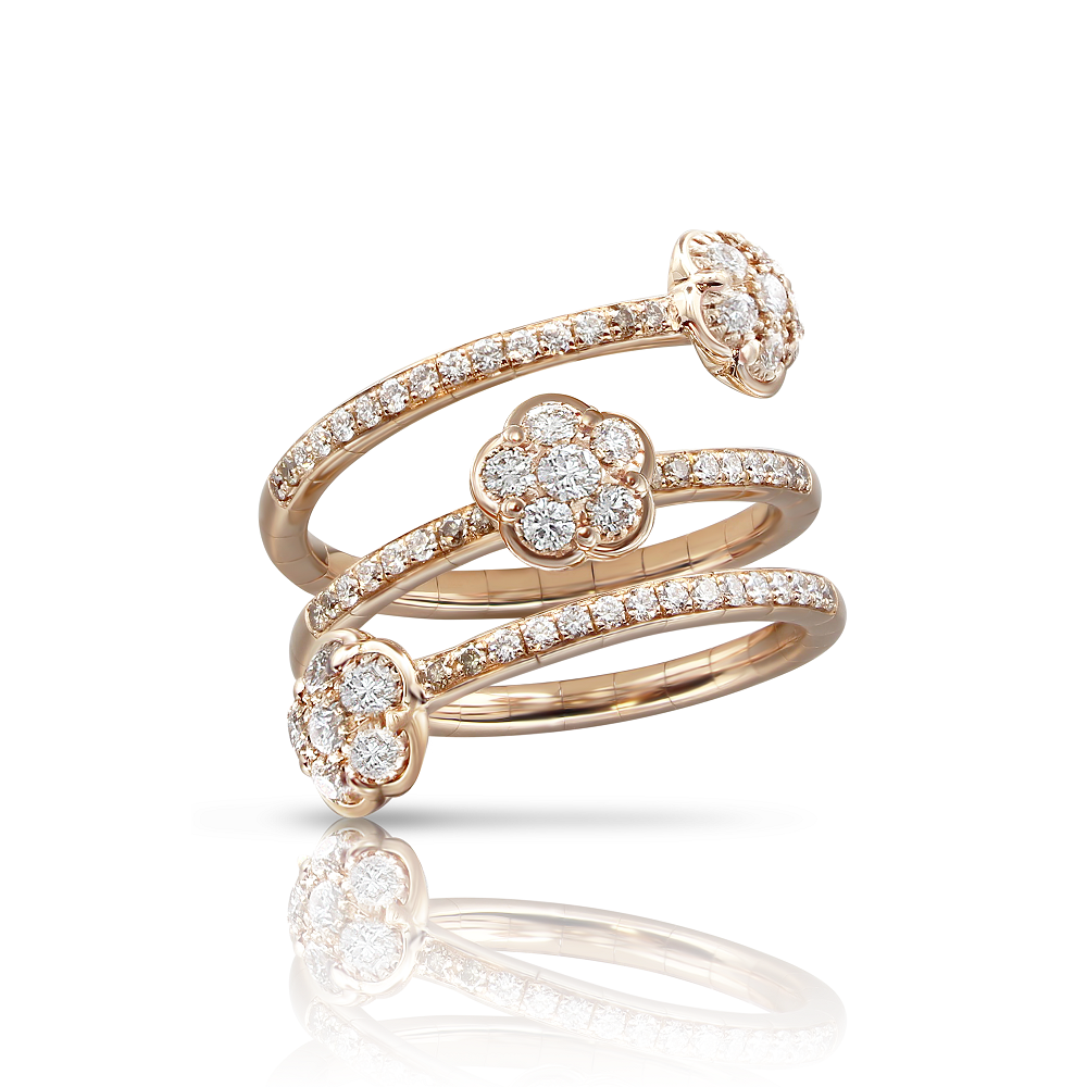 A beautiful rose gold floral ring.