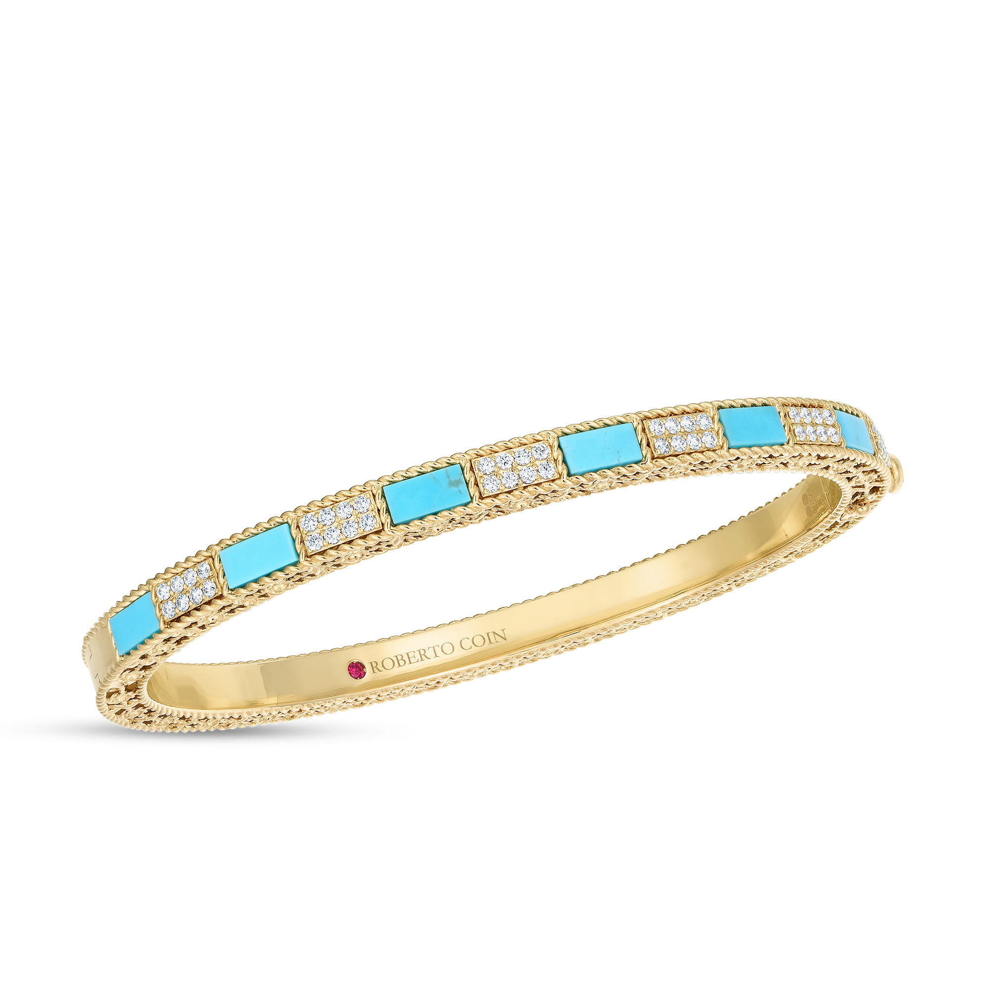 A gorgeous turquoise diamond bangle.