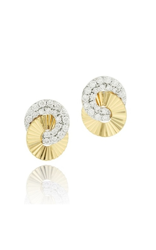 Phillips House 14k yellow gold diamond large Aura interlocking stud earrings.