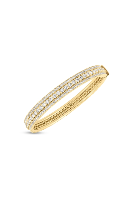 A beautiful yellow gold diamond bangle bracelet.