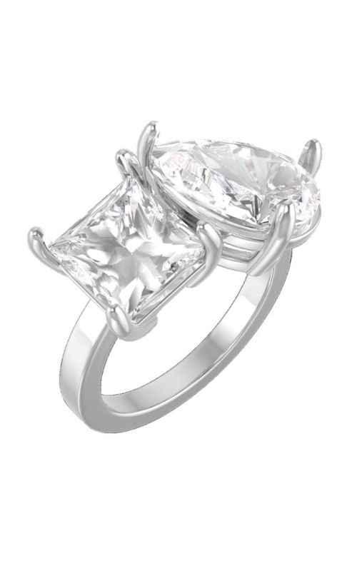 Elegant silver ring with two gemstones, conveying luxury and sophistication.