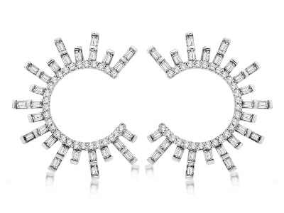 a pair of starburst diamond hoop earrings from Kirk Signature.