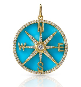 A turquoise compass pendant from Anne Sisteron.