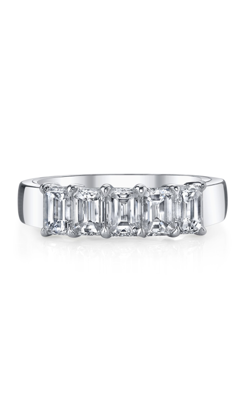 Kirk Bridal 5 Stone Emerald Wedding Band F016 18K WHITE