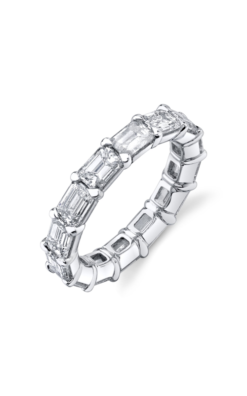 Kirk Bridal Emerald Horizontal Buttercup Eternity Wedding Band F125 18K WHITE