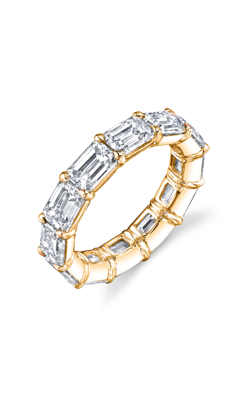 Kirk Bridal Emerald Horizontal Buttercup Eternity Wedding Band F127 18K ROSE