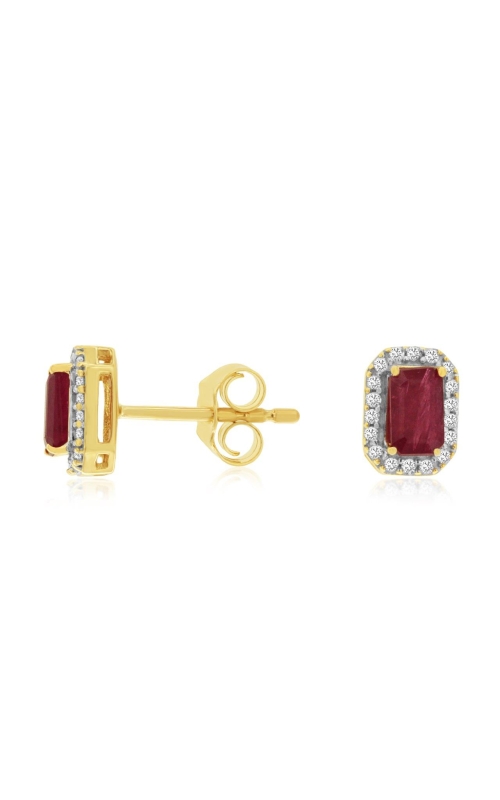 Kirk Signature Ruby Emerald Cut Studs with Halo