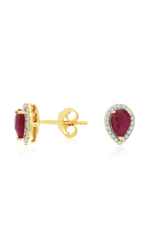 Kirk Signature Ruby Pear Studs with Halo