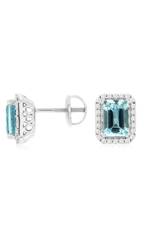 Kirk Signature Aquamarine Halo Stud Earrings