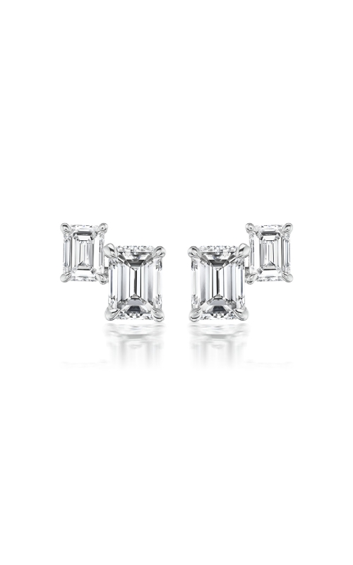 KirkCOUTURE 18k White Gold Stud Earrings with Emerald Cut Diamonds