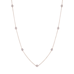  KirkSIGNATURE 18k Rose Gold Long Hex Station Necklace with Diamonds
