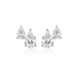 KirkCOUTURE 18k White Gold Stud Earrings with Pear Cut Diamonds