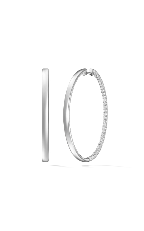 Lenox Hoop Earrings with Partial Diamonds in White Gold