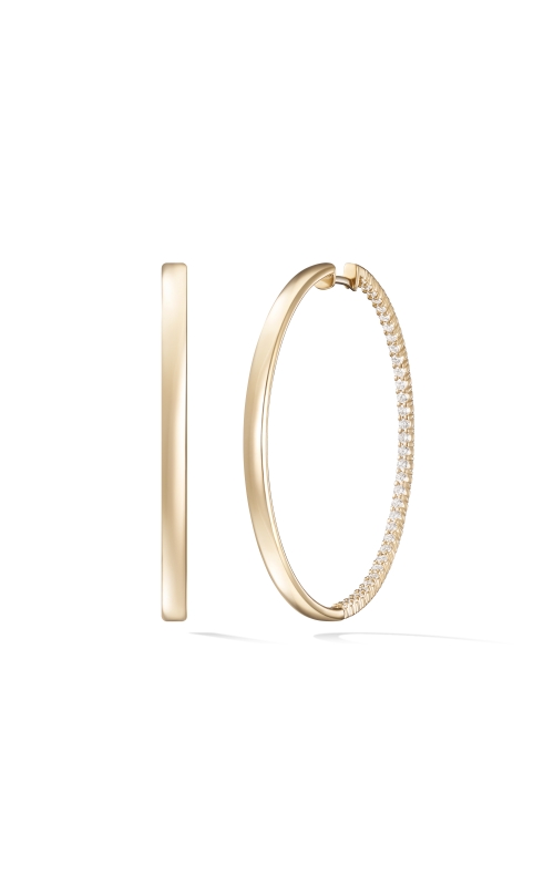 Lenox Hoop Earrings with Partial Diamonds in Yellow Gold