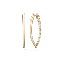 Medium Cristina Earring in Yellow Gold with Partial Diamonds