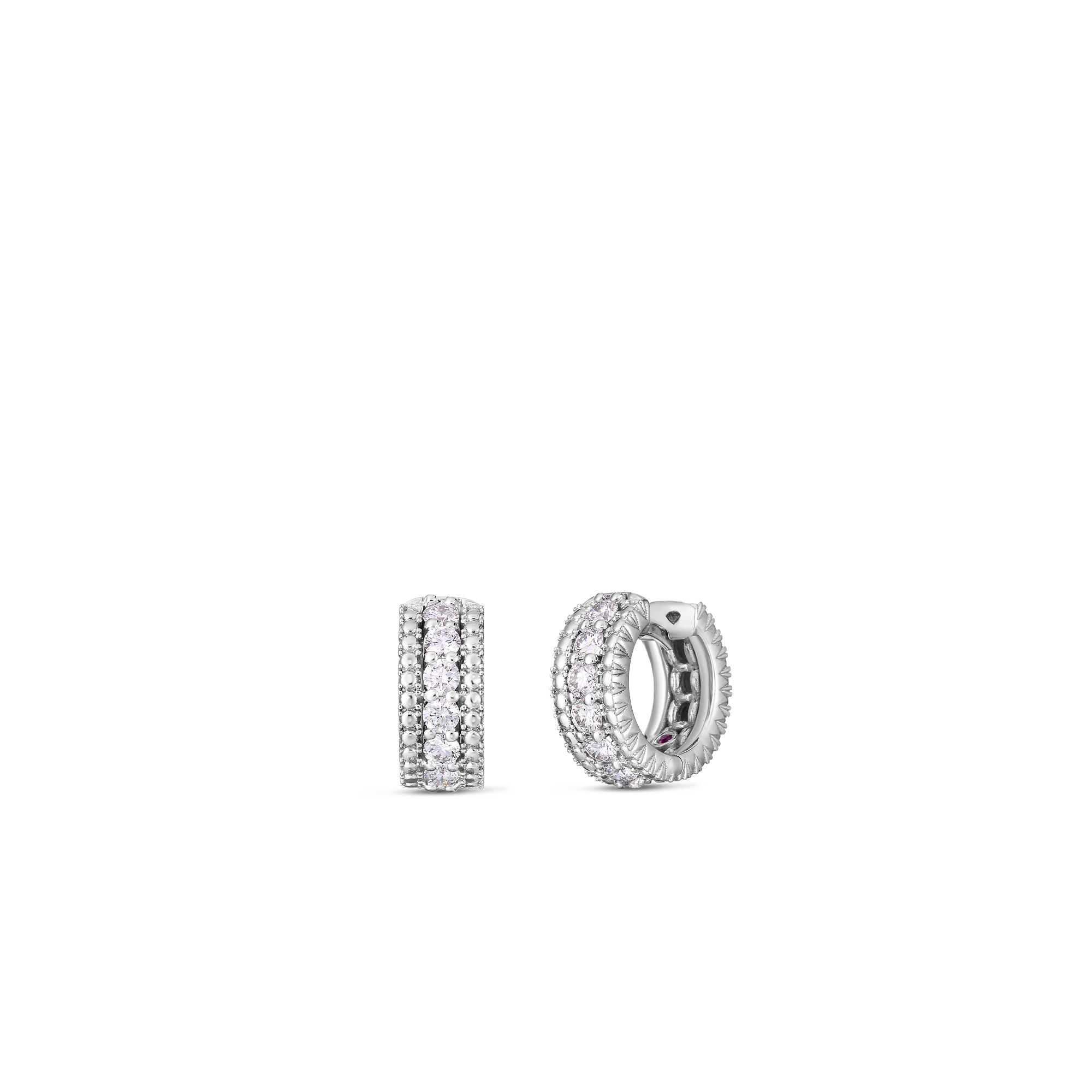 Roberto Coin 18k White Gold Siena Diamond Huggy Hoop Earrings