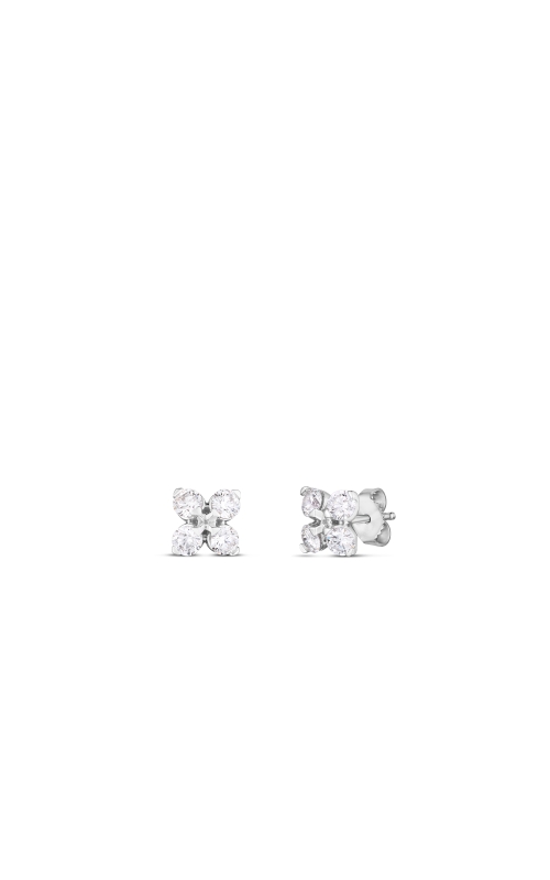 Roberto Coin Lover in Verona Stud Earrings in 18k White Gold with Diamonds.