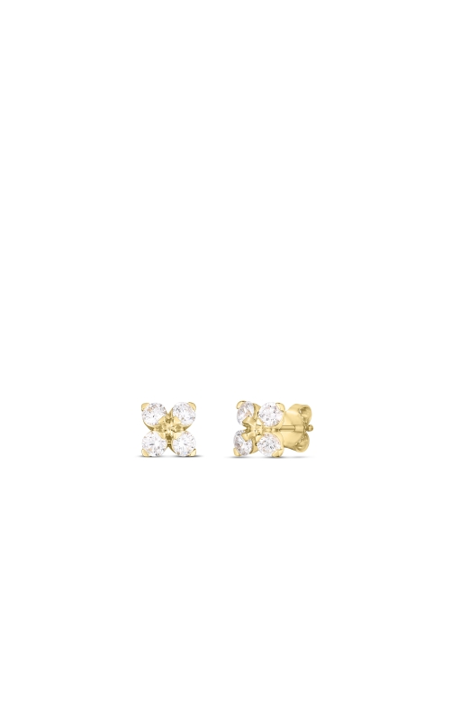 Roberto Coin Lover in Verona Stud Earrings in 18k Yellow Gold with Diamonds.