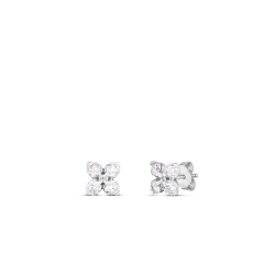 Roberto Coin Lover in Verona Stud Earrings in 18k White Gold with Diamonds.