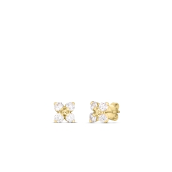 Roberto Coin Lover in Verona Stud Earrings in 18k Yellow Gold with Diamonds.