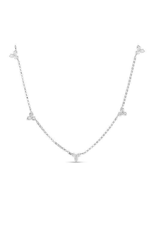 Roberto Coin 18k White Gold Diamonds By The Inch 5 Station Flower Necklace