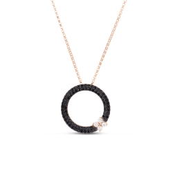Roberto Coin Love in Verona Necklace in 18k Rose Gold with Black and White Diamond