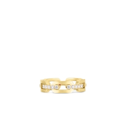 Roberto Coin 18k Yellow Gold Navarra Hard Chain Link Diamond Ring 