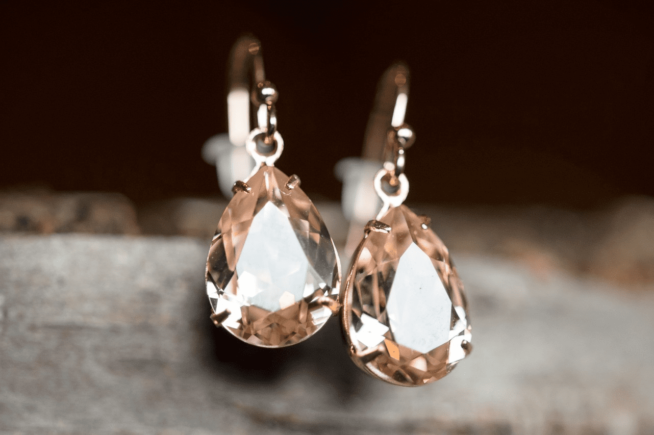 a pair of luxurious pear-shaped earrings