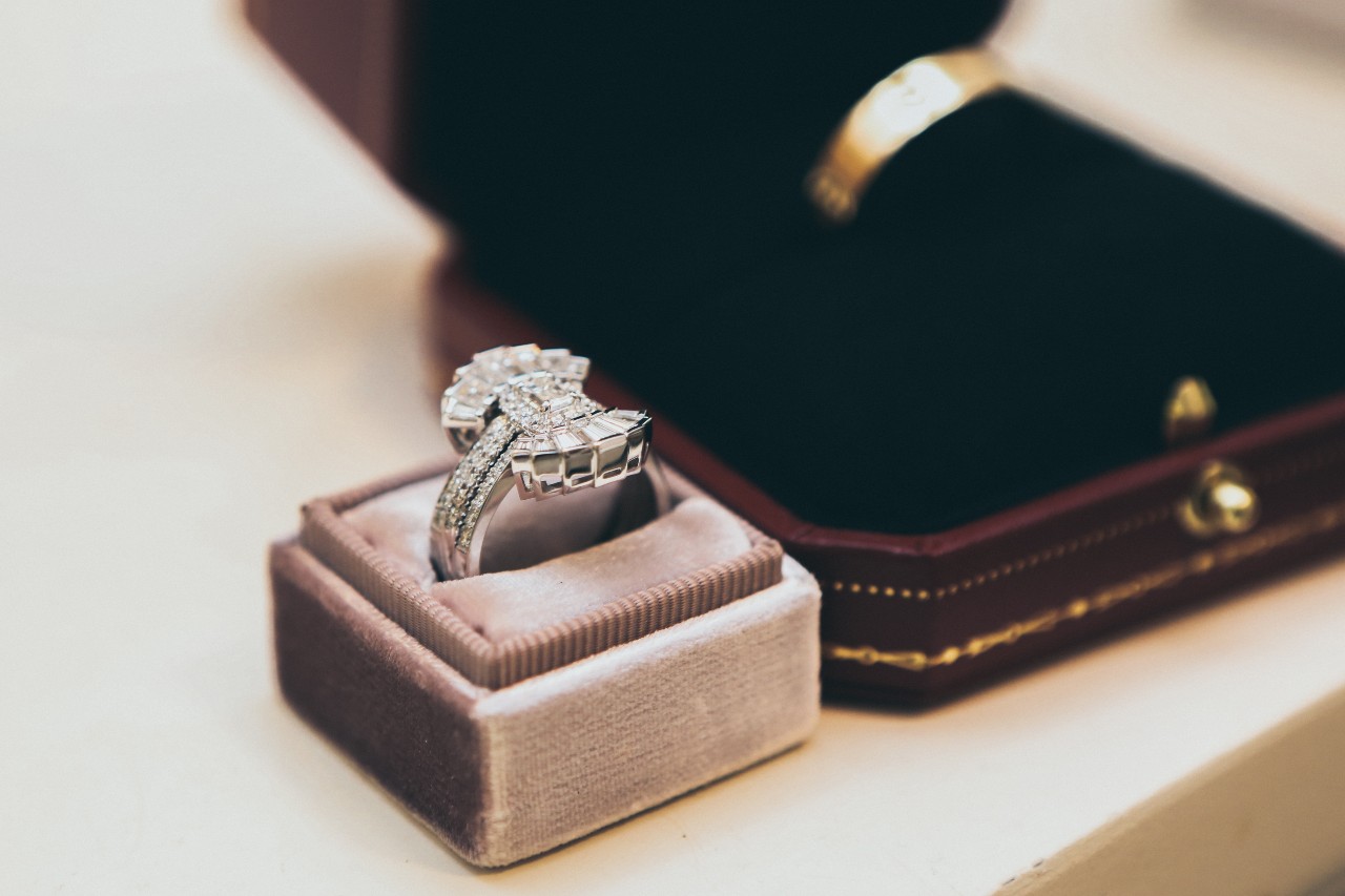 large diamond ring in a box