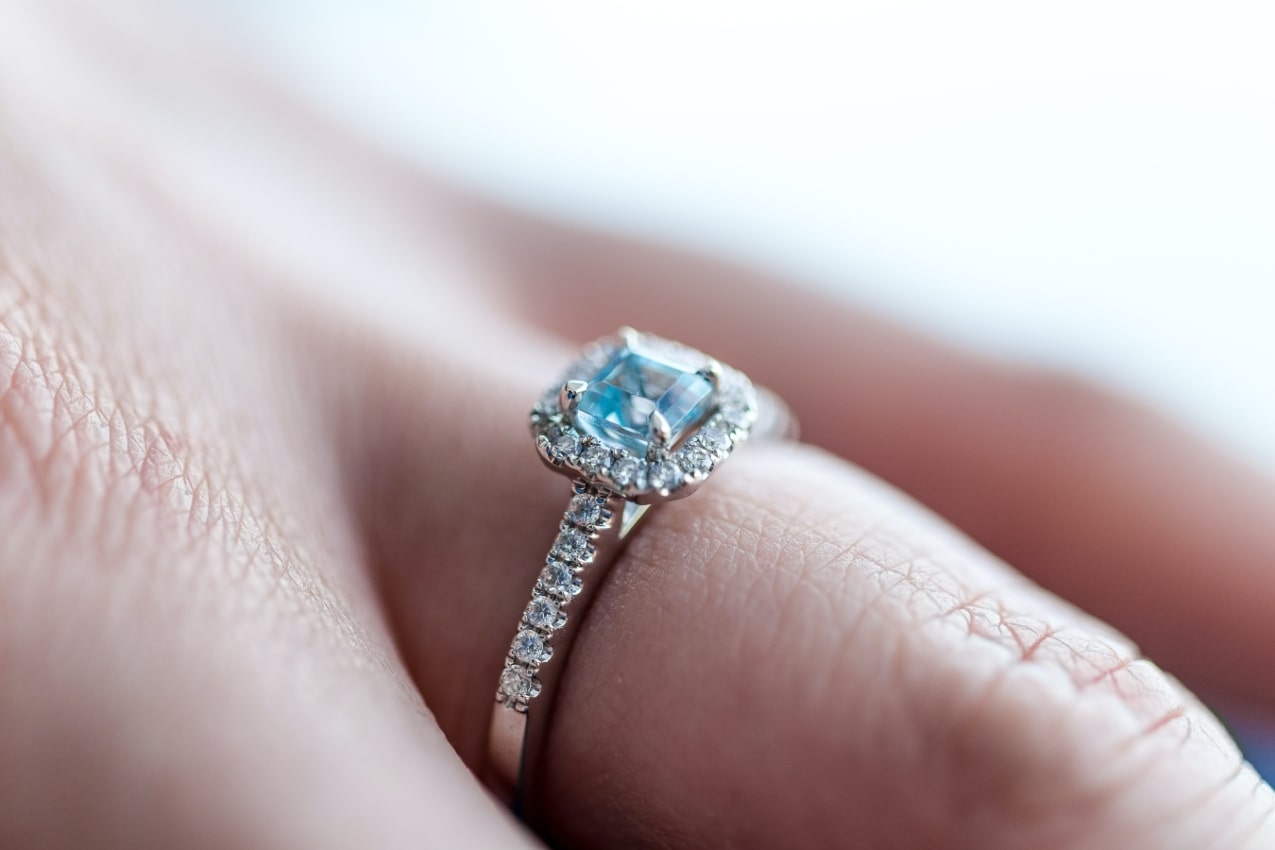 engagement ring with a pave setting
